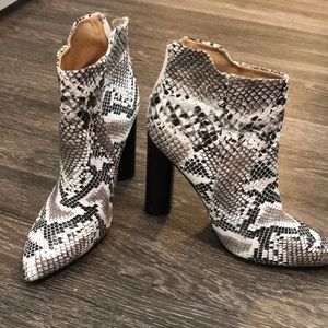 Snakeskin booties